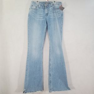 New BKE 29 Sassy flare distressed jeans Buckle pale blue wash and faded